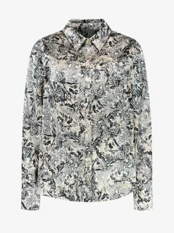 Satin look blouse met slangen print