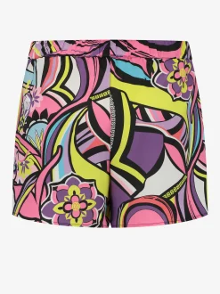 Satin look short met print