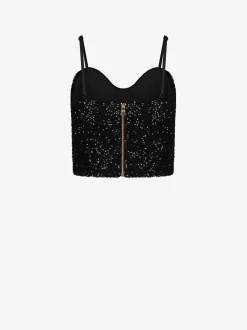 Sequin top with v-neckline
