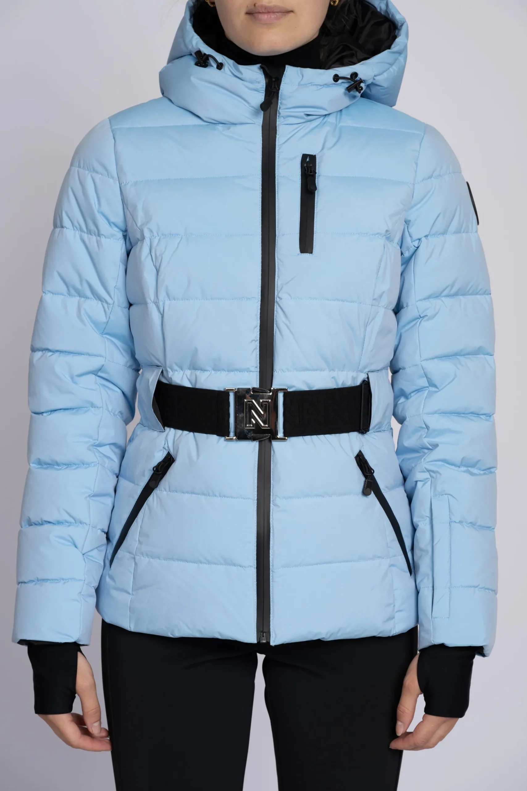 Ski jas met capuchon en elastische riem