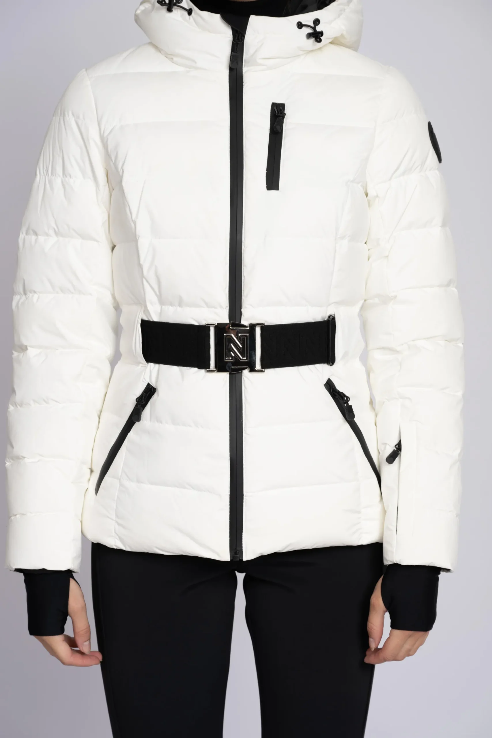 Ski jas met capuchon en elastische riem