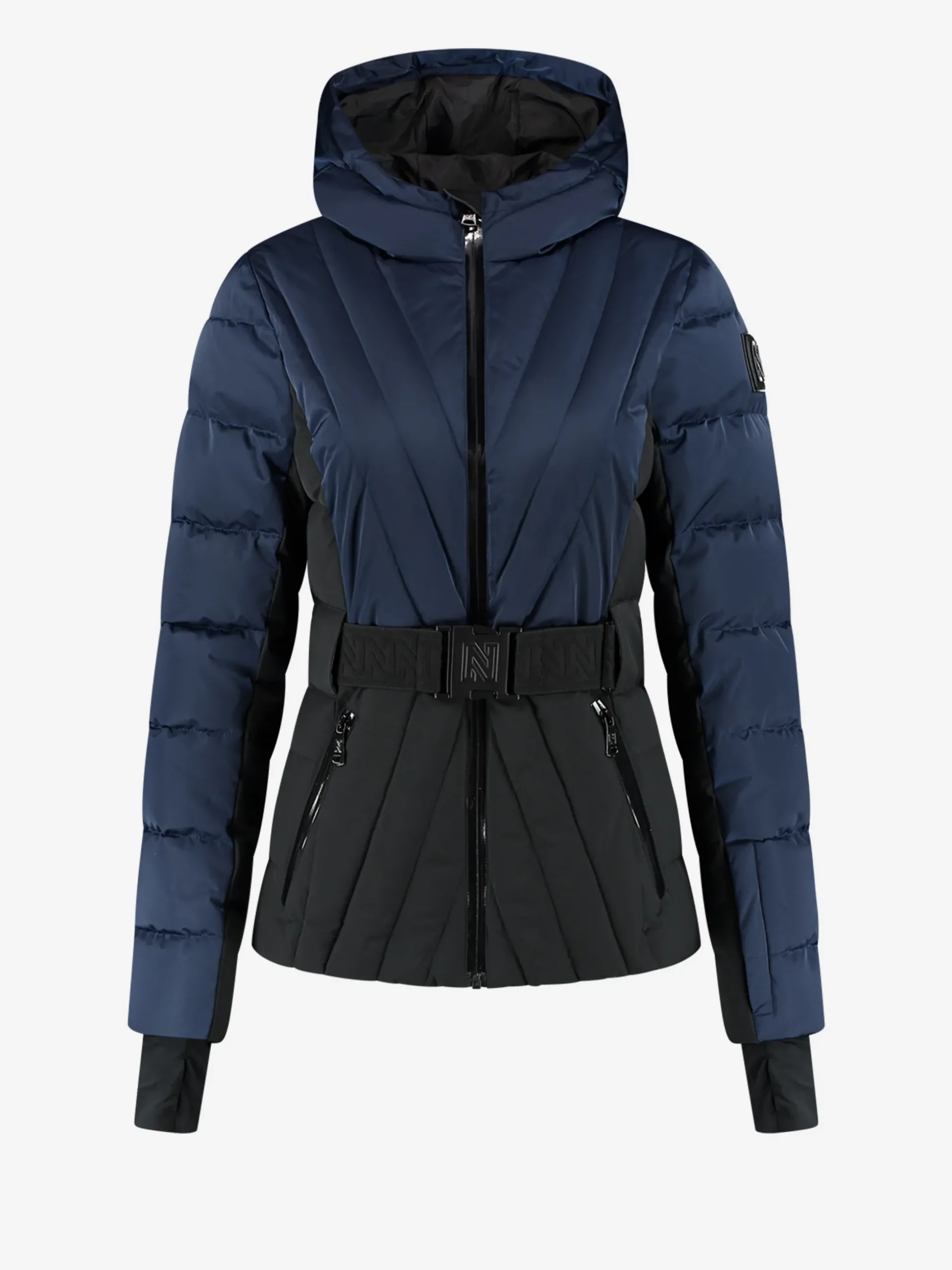 Ski jas met color block en verstelbare riem