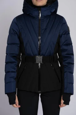 Ski jas met color block en verstelbare riem