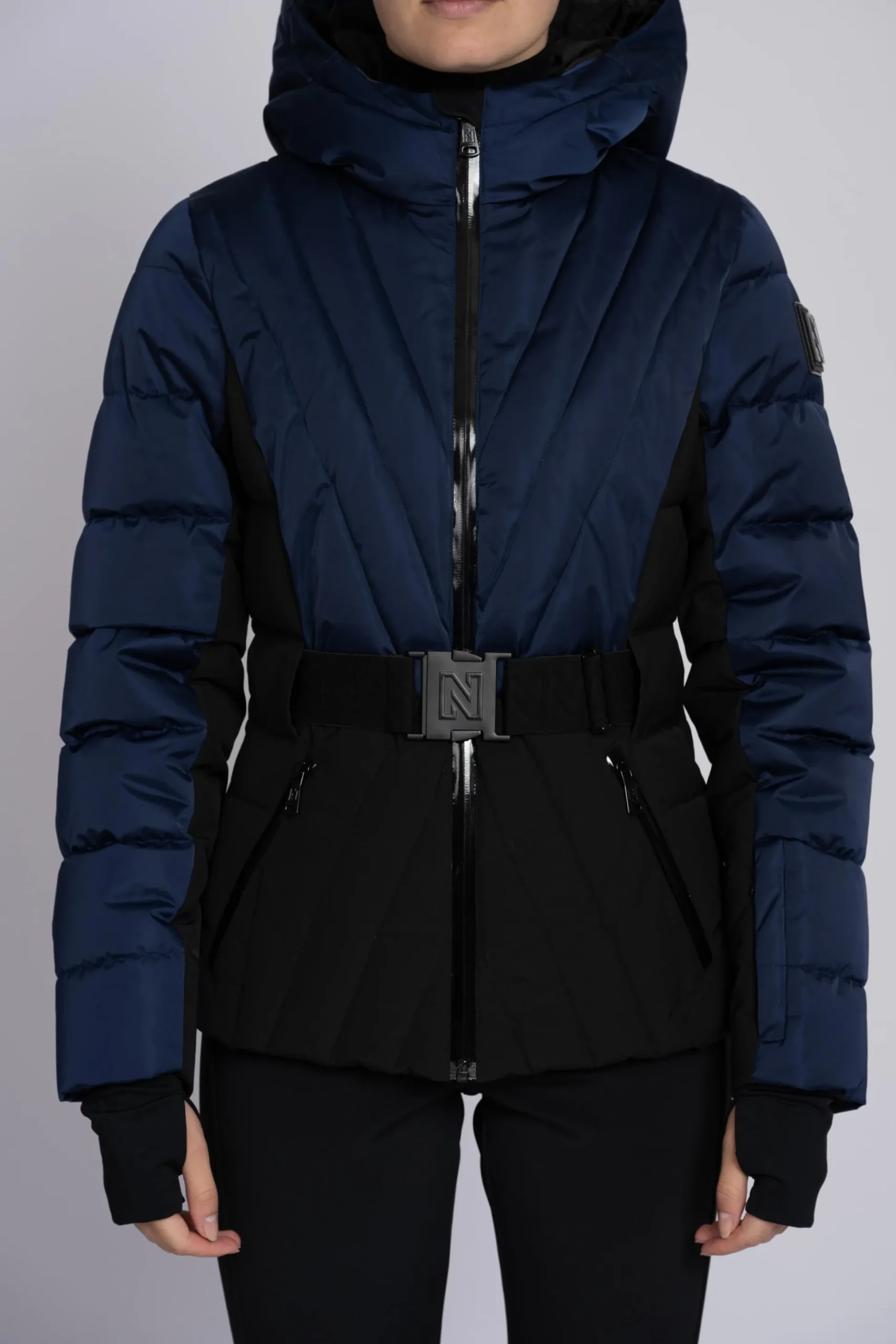 Ski jas met color block en verstelbare riem