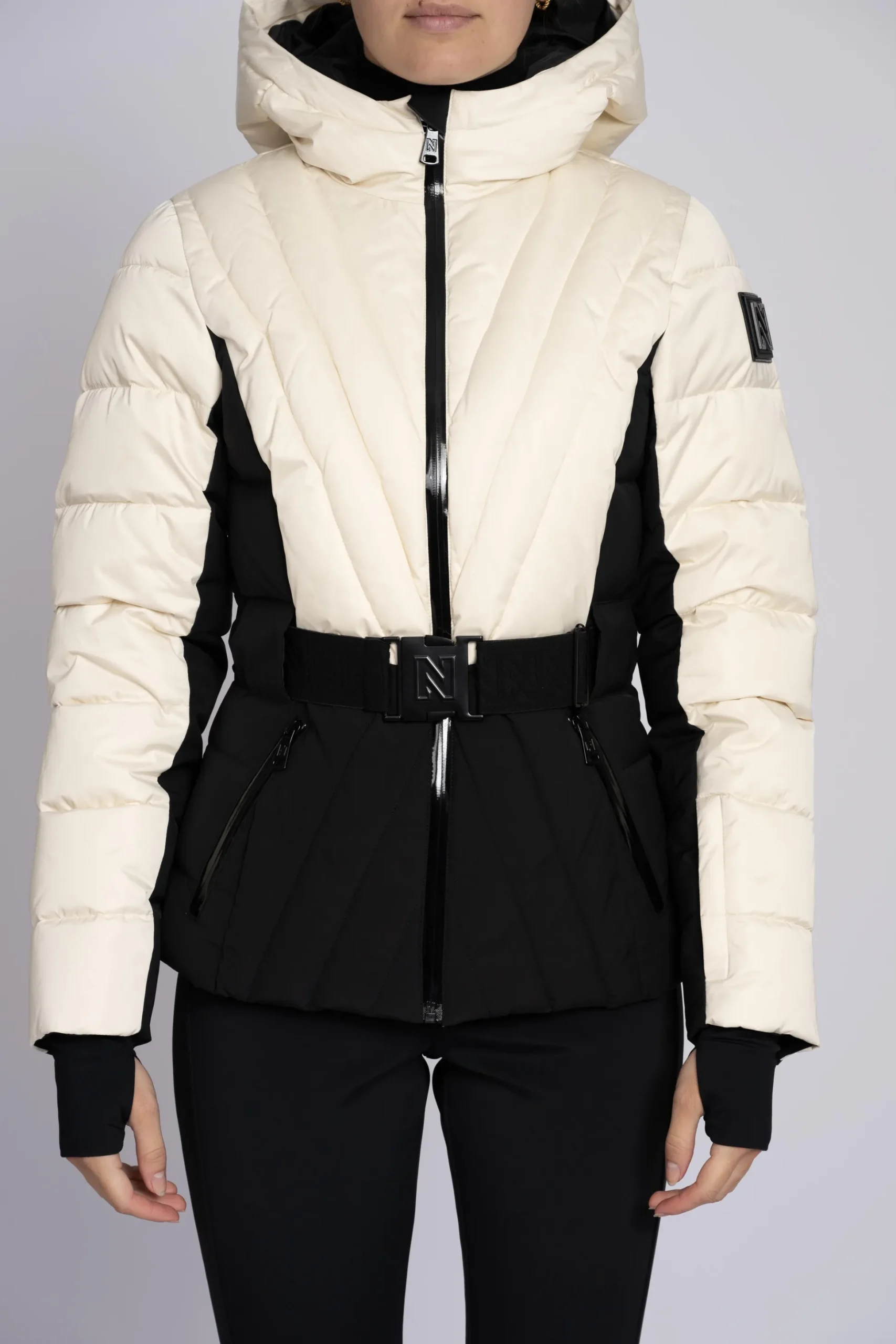 Ski jas met color block en verstelbare riem