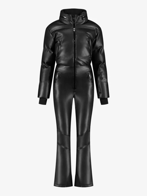 Ski jumpsuit met leren look