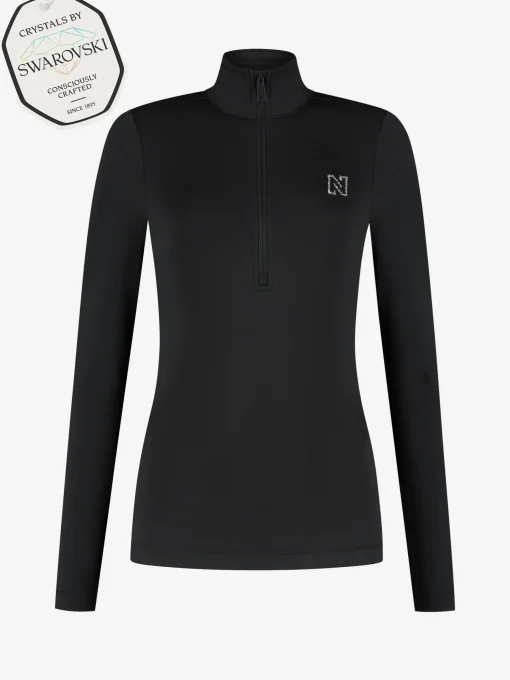 Ski pully met rits en Swarovski N-logo