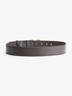 Smalle Leren taille riem met logo gesp