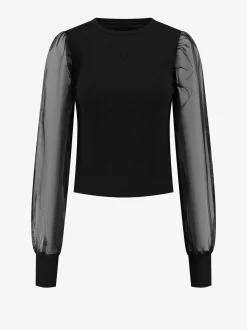 Top met mesh mouwen