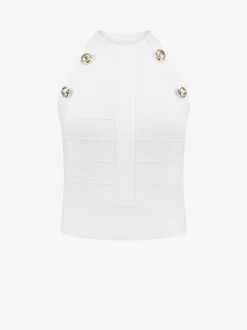 Top met N-logo knopen