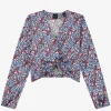Top met print en knoop detail