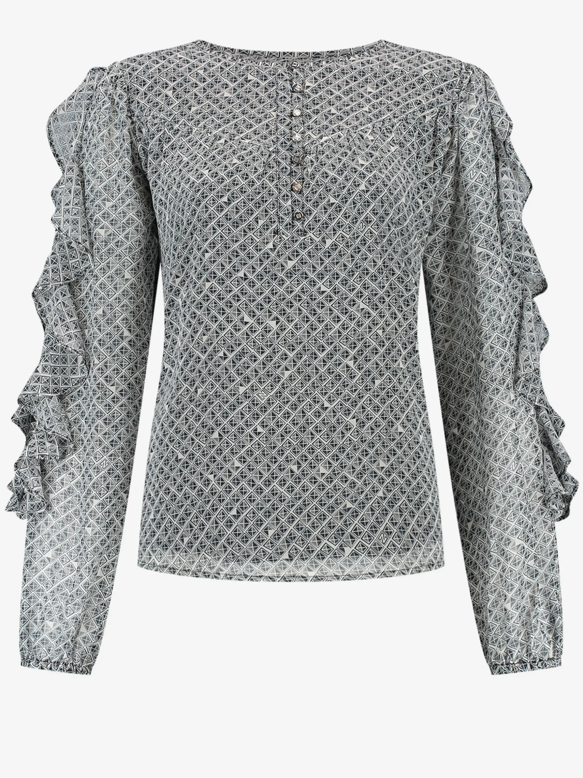 Top met print en ruches