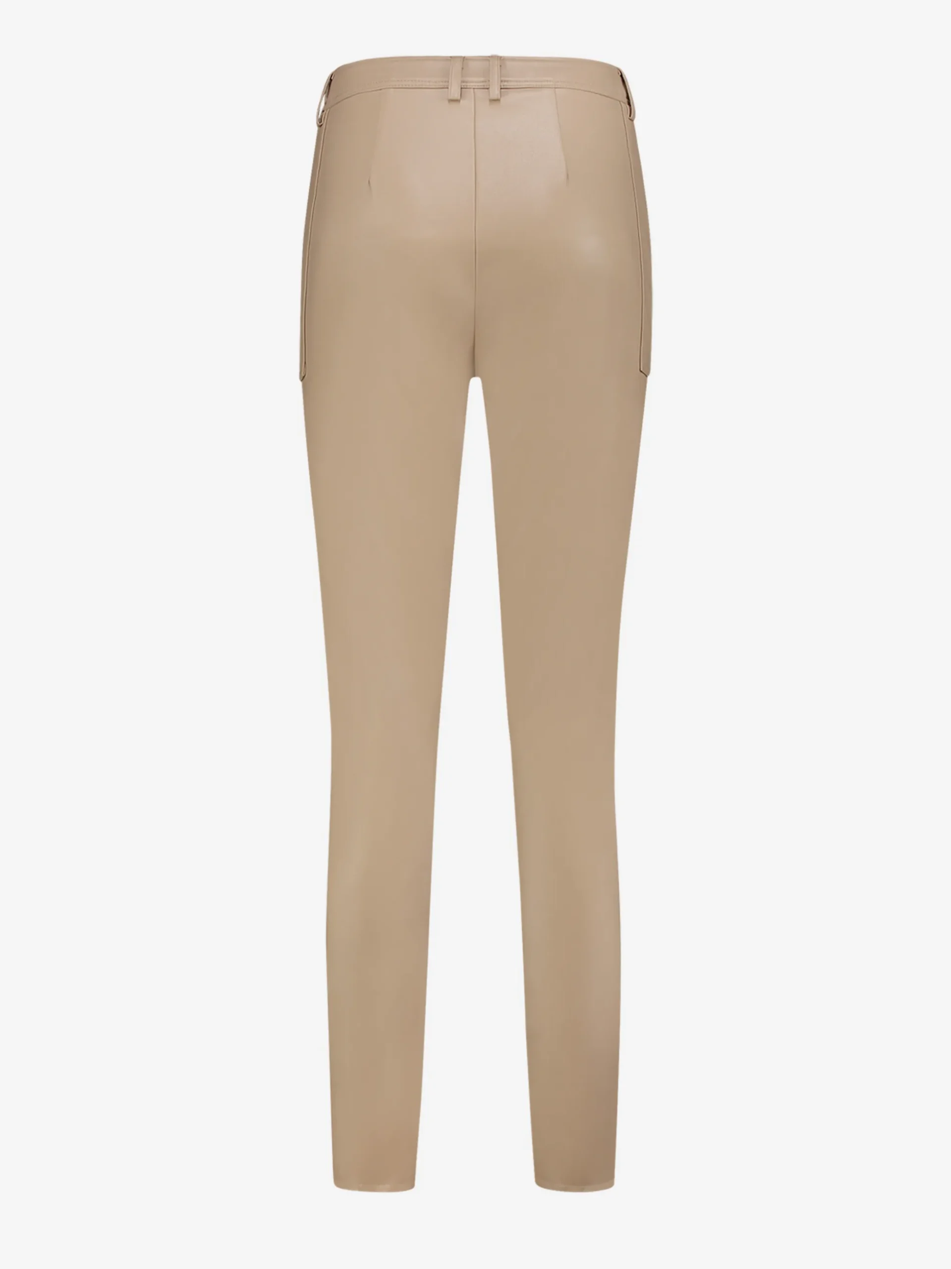 Vegan leren fitted broek met hoge taille