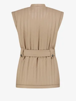 Vegan leren gilet met ceintuur met broche