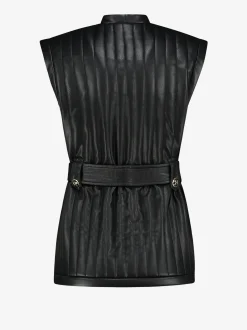 Vegan leren gilet met ceintuur met broche