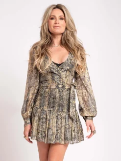 Wikkeltop met metallic slangenprint