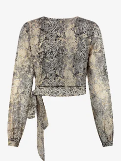 Wikkeltop met metallic slangenprint