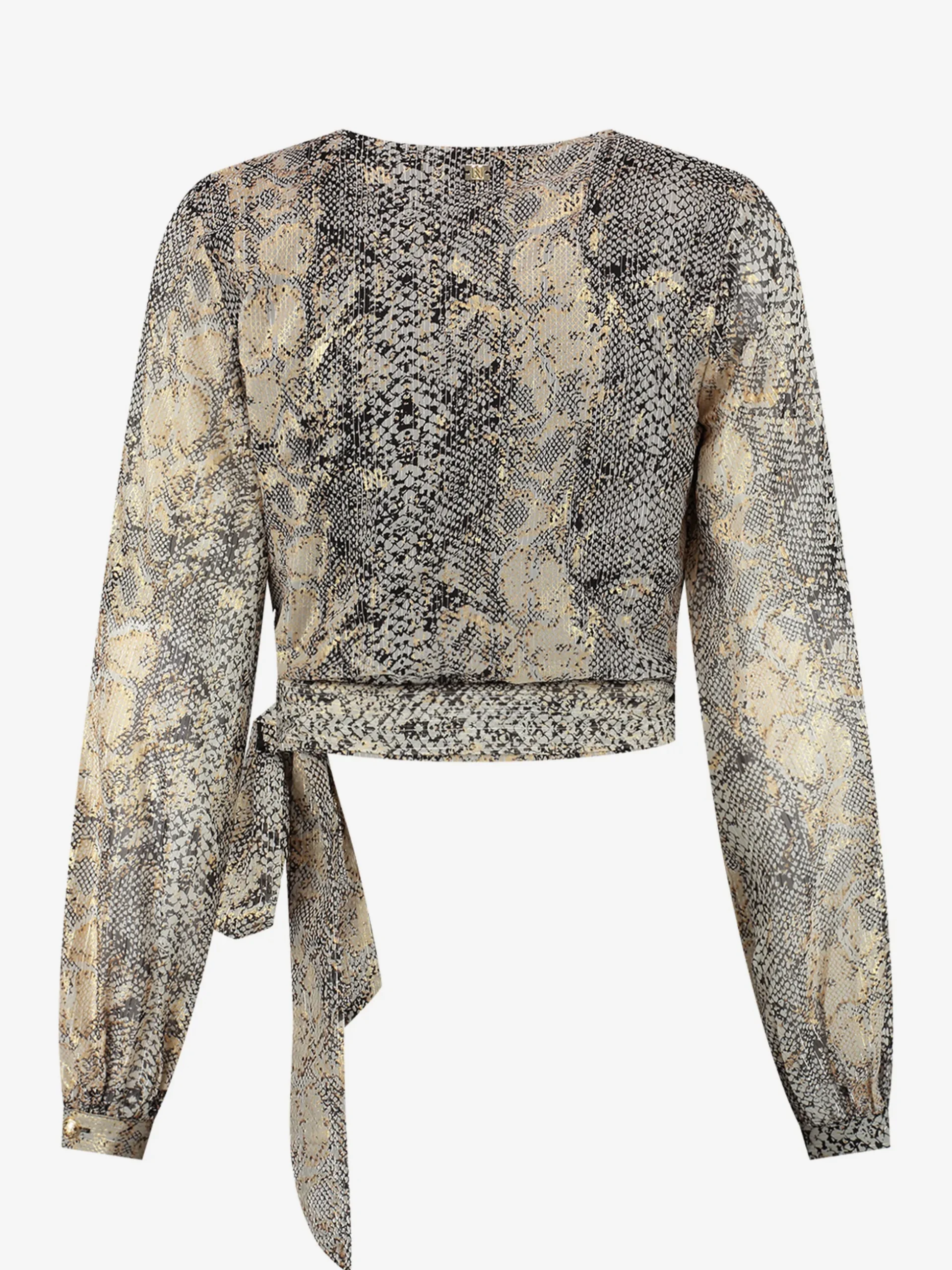Wikkeltop met metallic slangenprint