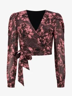 Wikkeltop met rozen- en slangenprint